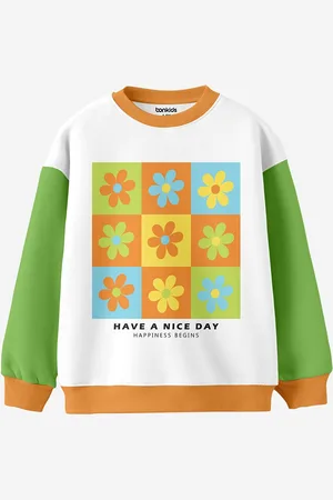 BONKIDS Girls Floral Printed Sweatshirt