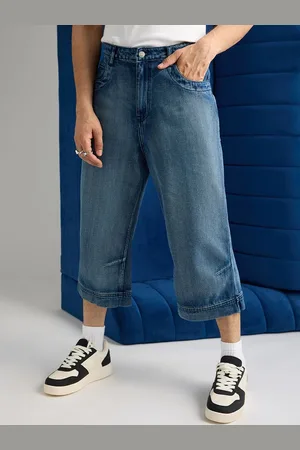 FREAKINS INDIGO Men High-Rise Denim Shorts