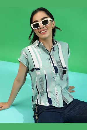 Campus Abstract Printed Shirt Style Top