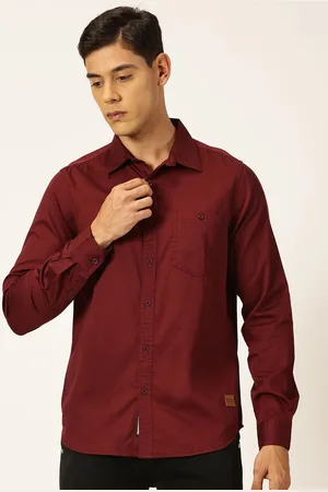 Provogue Men Solid Spread Collar Pure Cotton Casual Shirt