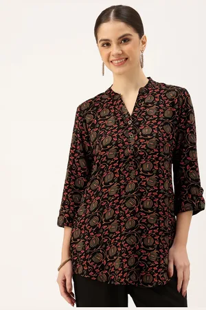 Amukti Mandarin Collar Printed Tunic