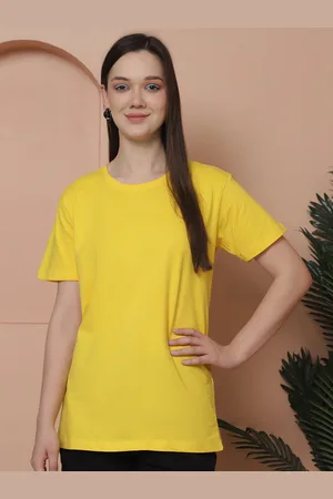 Friskers Women Solid Round Neck Pure Cotton Oversized T-shirt