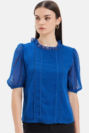 Kazo Self Design Puff Sleeves Top
