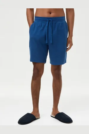 Marks & Spencer Men Blue Mid-Rise Cotton Lounge Shorts