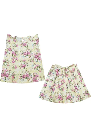 Clothe Funn Girls Printed Top with Skirt
