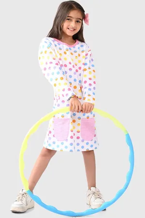 BONKIDS Girls Polka Dots Print A-Line Dress