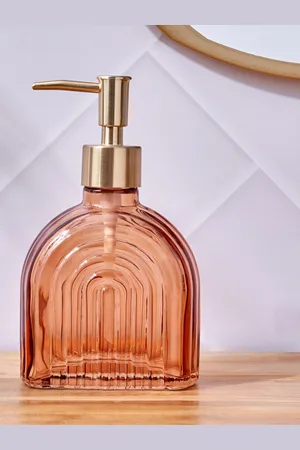 Home Centre Brown & Gold-Toned Textured Glass Soap Dispenser
