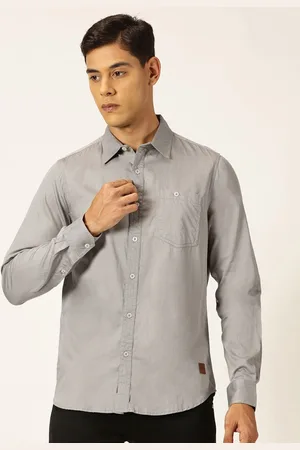 Provogue Men Solid Spread Collar Pure Cotton Premium Casual Shirt