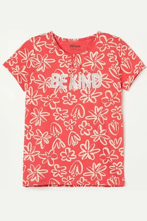 Lifestyle Girls Conversational Printed Round Neck T-shirt