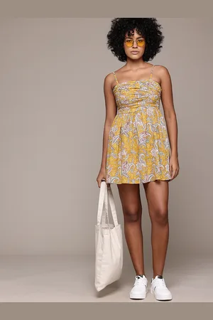 Roadster Floral Print Pure Cotton Fit & Flare Mini Dress