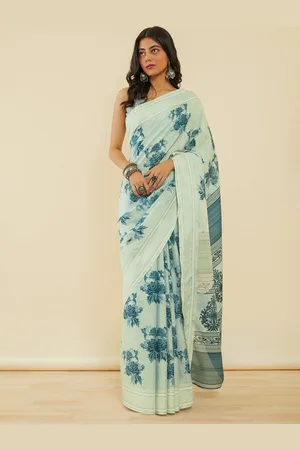Soch Floral Print Saree With Blouse Piece