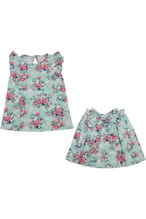 Clothe Funn Girls Printed Top with Skirt