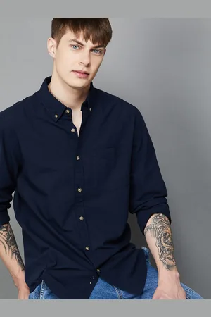 Lifestyle Men Solid Button Down Collar Slim Fit Casual Shirt
