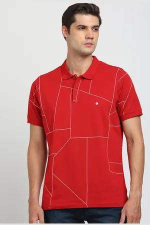 Turtle Men Geometric Printed Polo Collar Slim Fit T-shirt