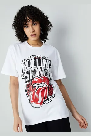 Lifestyle Women Rolling Stones Printed Round Neck T-shirt