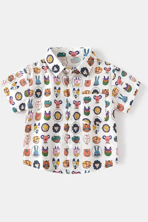 Stylecast Boys Spread Collar Opaque Printed Cotton Casual Shirt
