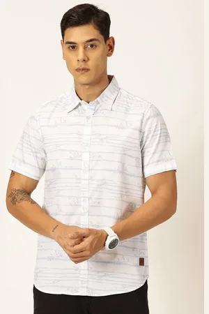 Provogue Men Premium Slim Fit Horizontal Stripes Opaque Printed Casual Shirt