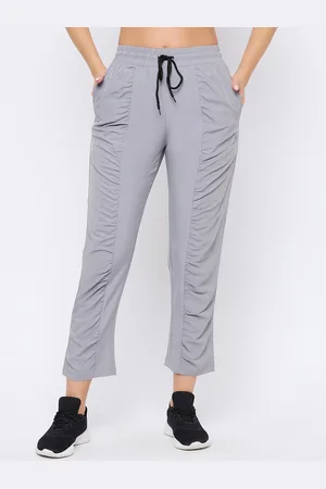 Clovia Women Grey Solid Straight-Fit Cropped Track Pants