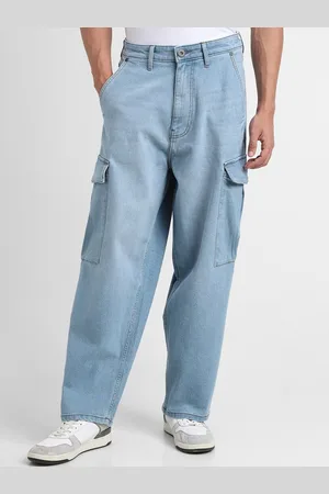 Forever 21 Men Relaxed Fit Mid Rise Clean Look Stretchable Cargo Jeans