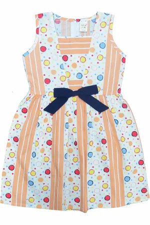 Clothe Funn Girls Polka Dots Print Square Neck Fit & Flare Dress