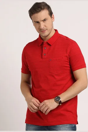 Turtle Men Micro Ditsy Striped Printed Polo Collar Pure Cotton Pocket Slim Fit T-shirt