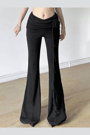 LULU & SKY Women Flared Low-Rise Bootcut Trousers