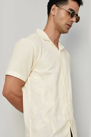 Lifestyle Men Solid Cuban Collar Casual Shirt