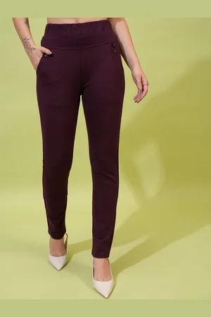 Tokyo Talkies Women Maroon Skinny Fit High-Rise Trousers