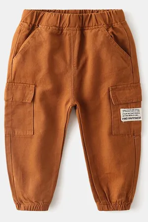 Stylecast Boys Brown Mid-Rise Cotton Joggers Trousers
