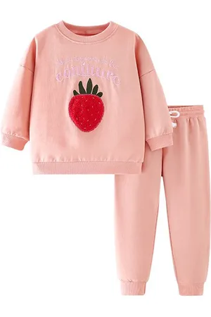 Stylecast Girls Pink & Red Round Neck Long Sleeves T-shirt with Pyjamas
