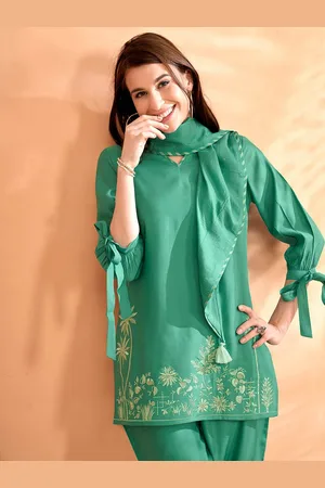 Anouk Embroidered Three Quarter Sleeve Tunic Top & Trouser Co-Ords