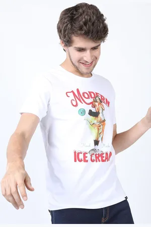 Ketch Men White & Red Printed Slim Fit T-shirt