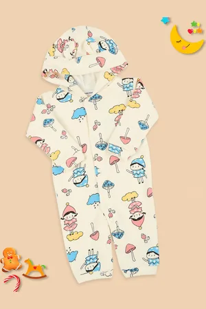 MeeMee Infants Printed Cotton Hooded Romper