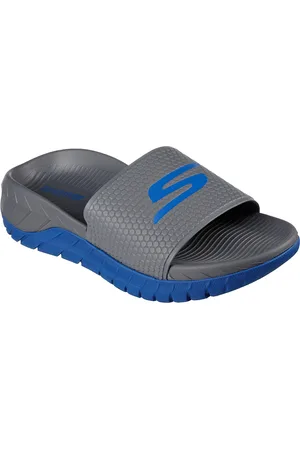 Skechers Men GO RECOVER Brand Logo Print Rubber Sliders