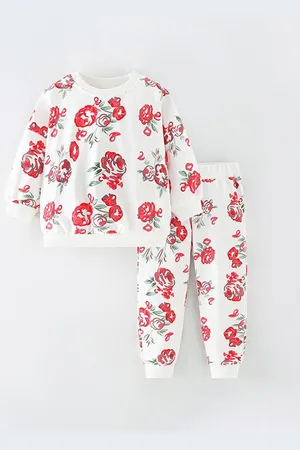 Stylecast Girls Floral Printed Sweatshirt With Pyjamas