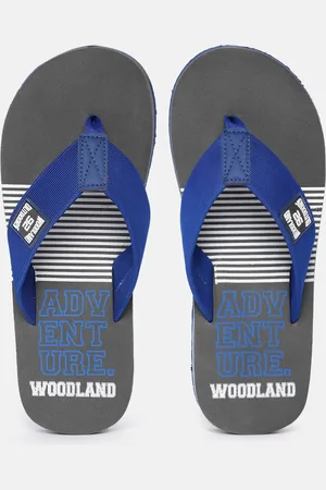 Woodland Men Printed & Striped Thong Flip-Flops