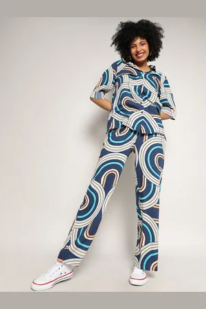 Campus Blue Printed Pure Cotton Shirt With Trouser