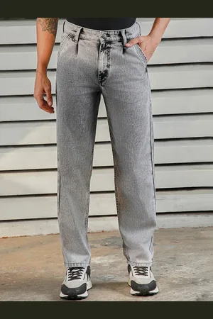 High Star Men Straight Tapered Fit Mid-Rise Heavy Fade Cotton Jeans
