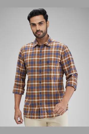 ColorPlus Men Tailored Fit Tartan Checks Opaque Checked Casual Shirt