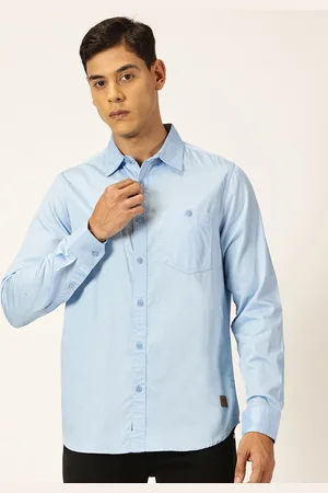 Provogue Men Solid Spread Collar Pure Cotton Casual Shirt