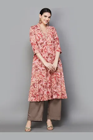 Lifestyle V Neck Floral Printed Anarkali Kurta