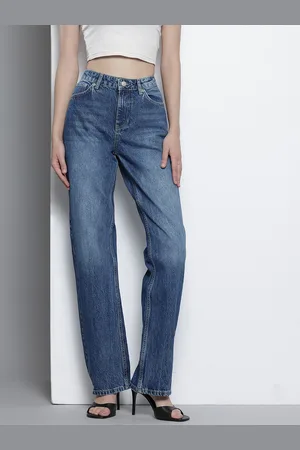 NA-KD Women Straight Fit Mid-Rise Light Fade Pure Cotton Jeans