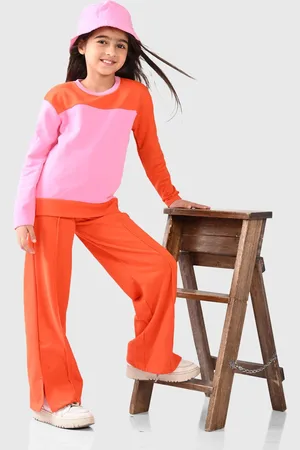 BONKIDS Girls Printed Pure Cotton Sweatshirt With Trousers