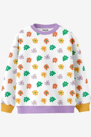 BONKIDS Girls Floral Printed Sweatshirt