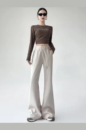 LULU & SKY Women Flared High-Rise Trousers