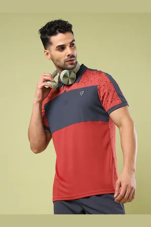 TECHNOSPORT Men Colourblocked Slim Fit Polo UPF50 Sports T-shirt