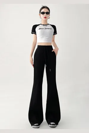 LULU & SKY Women Flared High-Rise Trousers