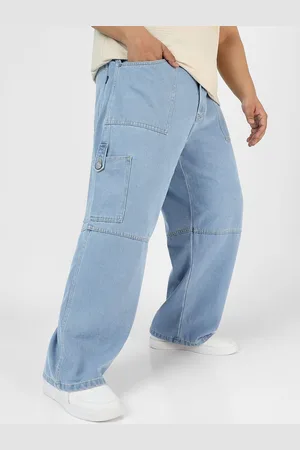 URBANO Men Loose Baggy Fit Washed Cargo Jeans