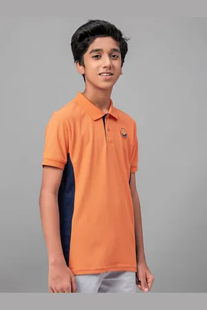 TECHNOSPORT Boys Polo Collar UPF50 Applique Slim Fit T-shirt