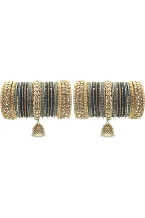 Leshya Set Of 70 Brass-Plated Stone-Studded Bangles